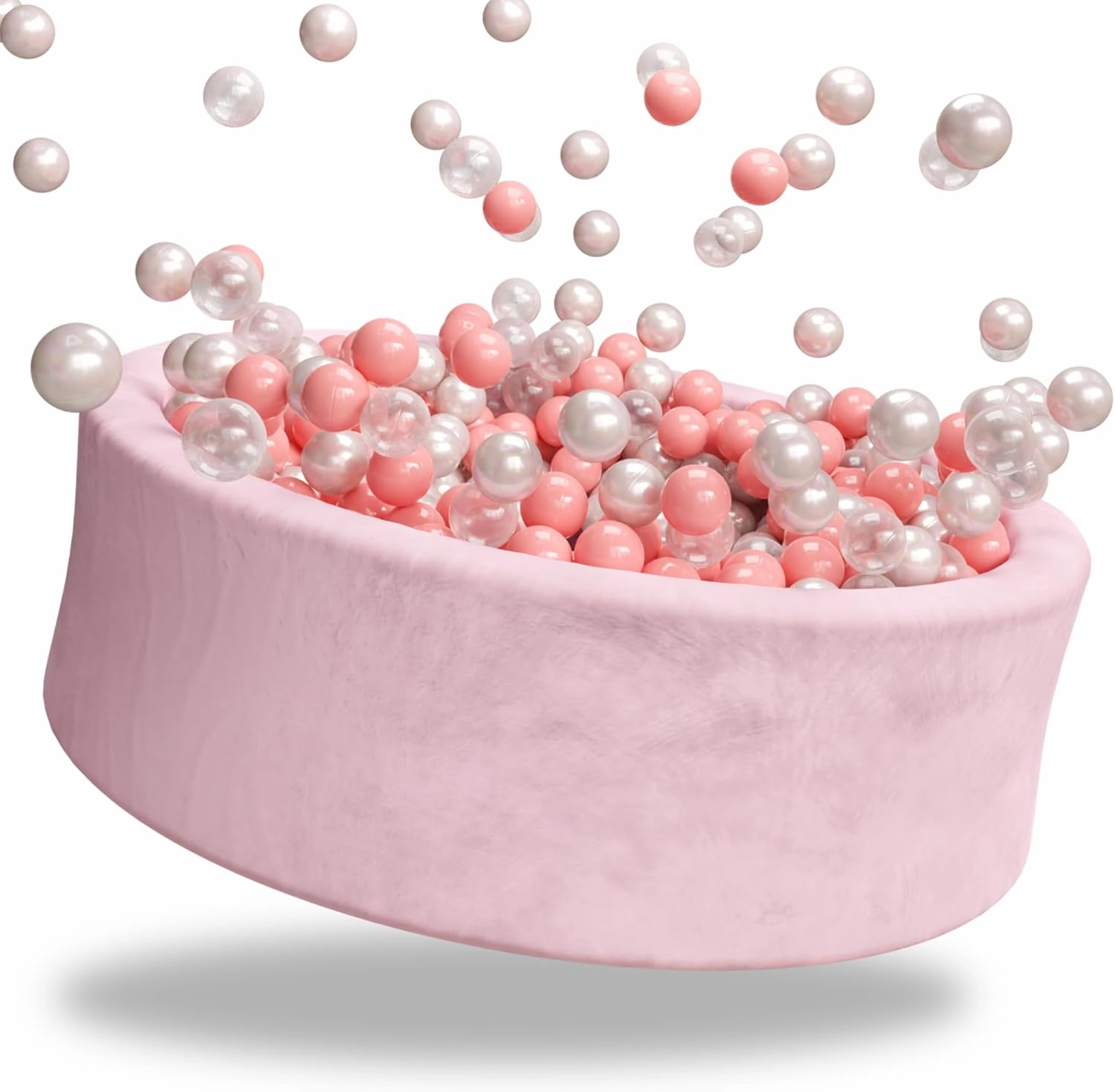 Pink Baby Ball Pit With 250 Balls   Storage Bag - Soft Memory Foam With Washable Velvet Cover for Toddlers 1-3 and Kids - Indoor/Outdoor Use