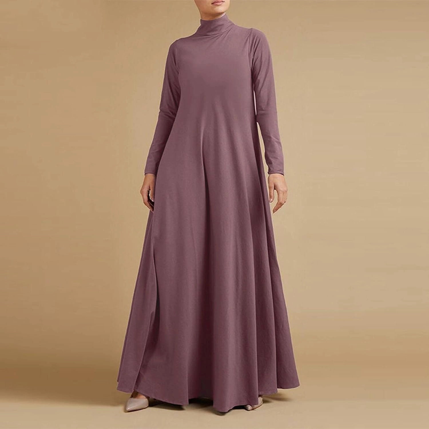 Plus Size Dresses for Women Formal Sexy Long Sleeve High Neck Ruffle Swing Maxi Dress Casual Solid Fall Winter Dress