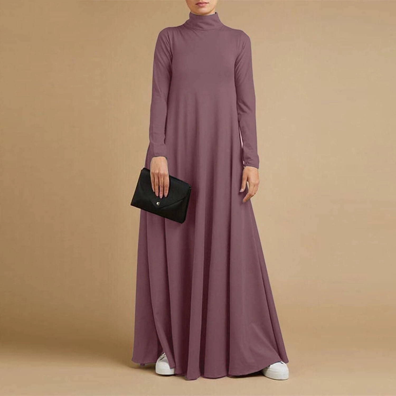 Plus Size Dresses for Women Formal Sexy Long Sleeve High Neck Ruffle Swing Maxi Dress Casual Solid Fall Winter Dress