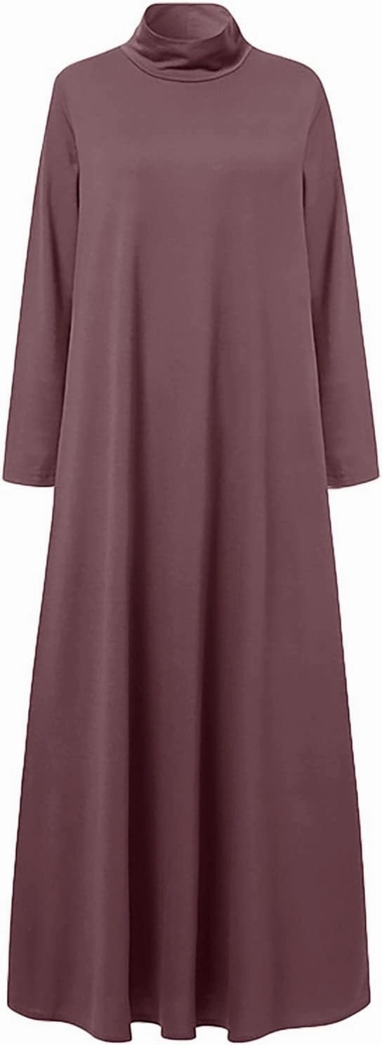 Plus Size Dresses for Women Formal Sexy Long Sleeve High Neck Ruffle Swing Maxi Dress Casual Solid Fall Winter Dress