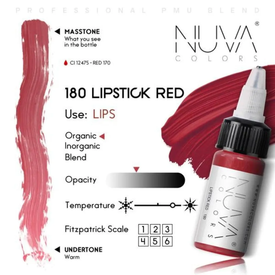 PMU Lip Pigment, Customizable, Cool Undertone for Lip Blushing & More, Vegan, Made in USA (Lipstick Red)
