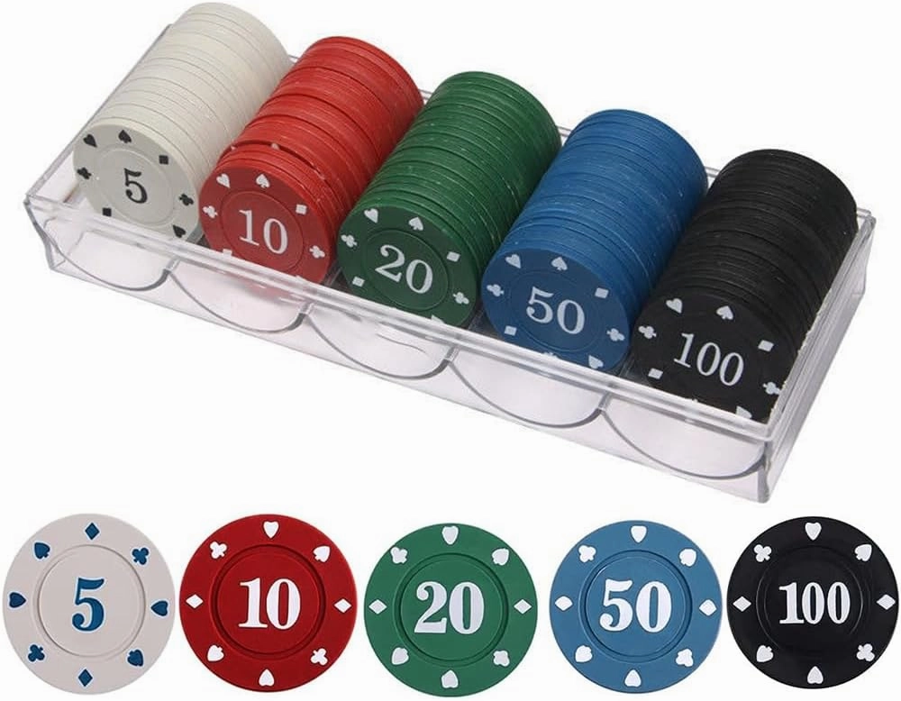 Poker Chips Set,Poker Chips with Denominations,Plastic Learning Counters Disks