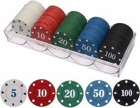 Poker Chips Set,Poker Chips with Denominations,Plastic Learning Counters Disks