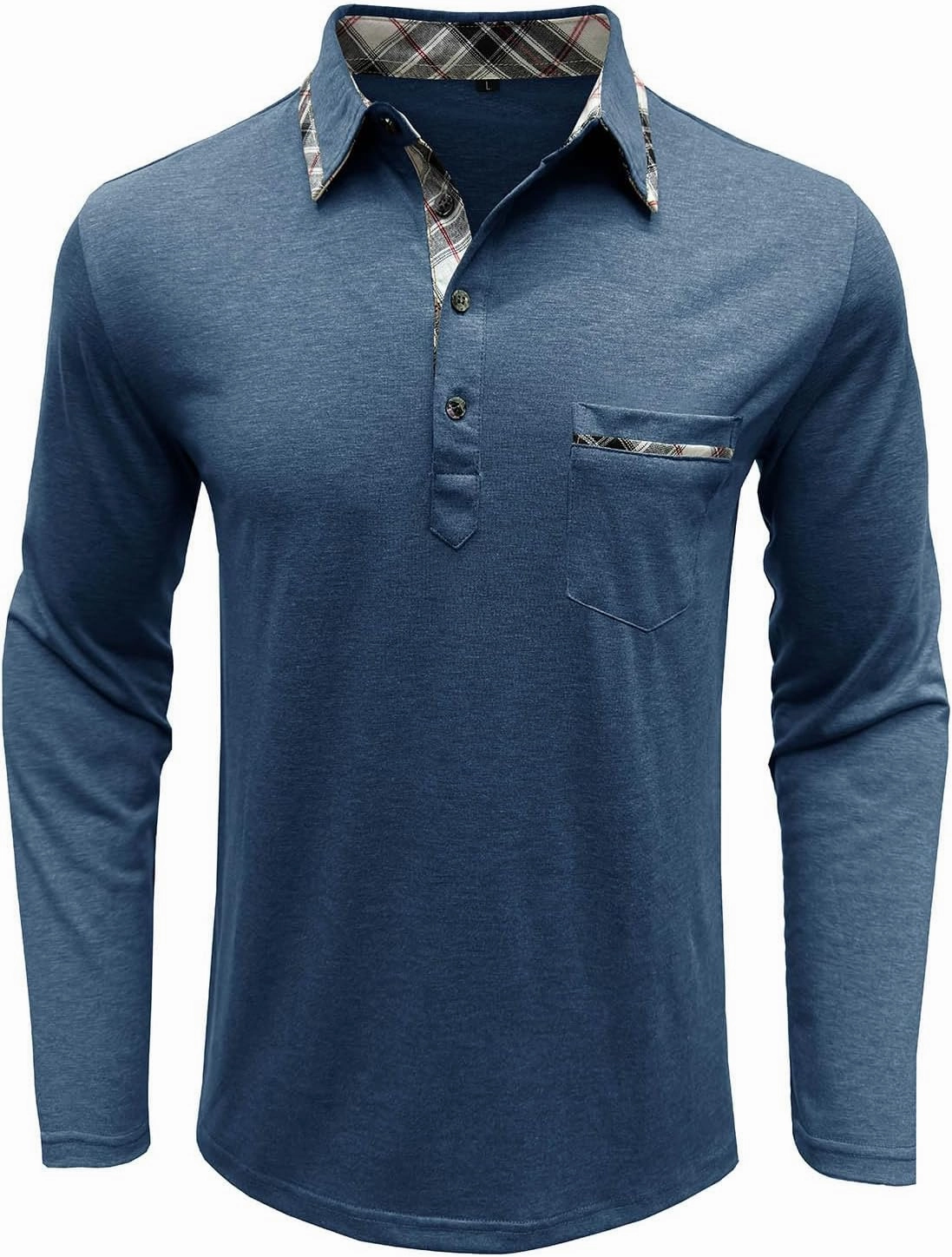 Polo Shirts for Men Loose Fit Solid Lightweight Button T-Shirts Casual Stylish Long Sleeve Henley Pullover Tee Tops