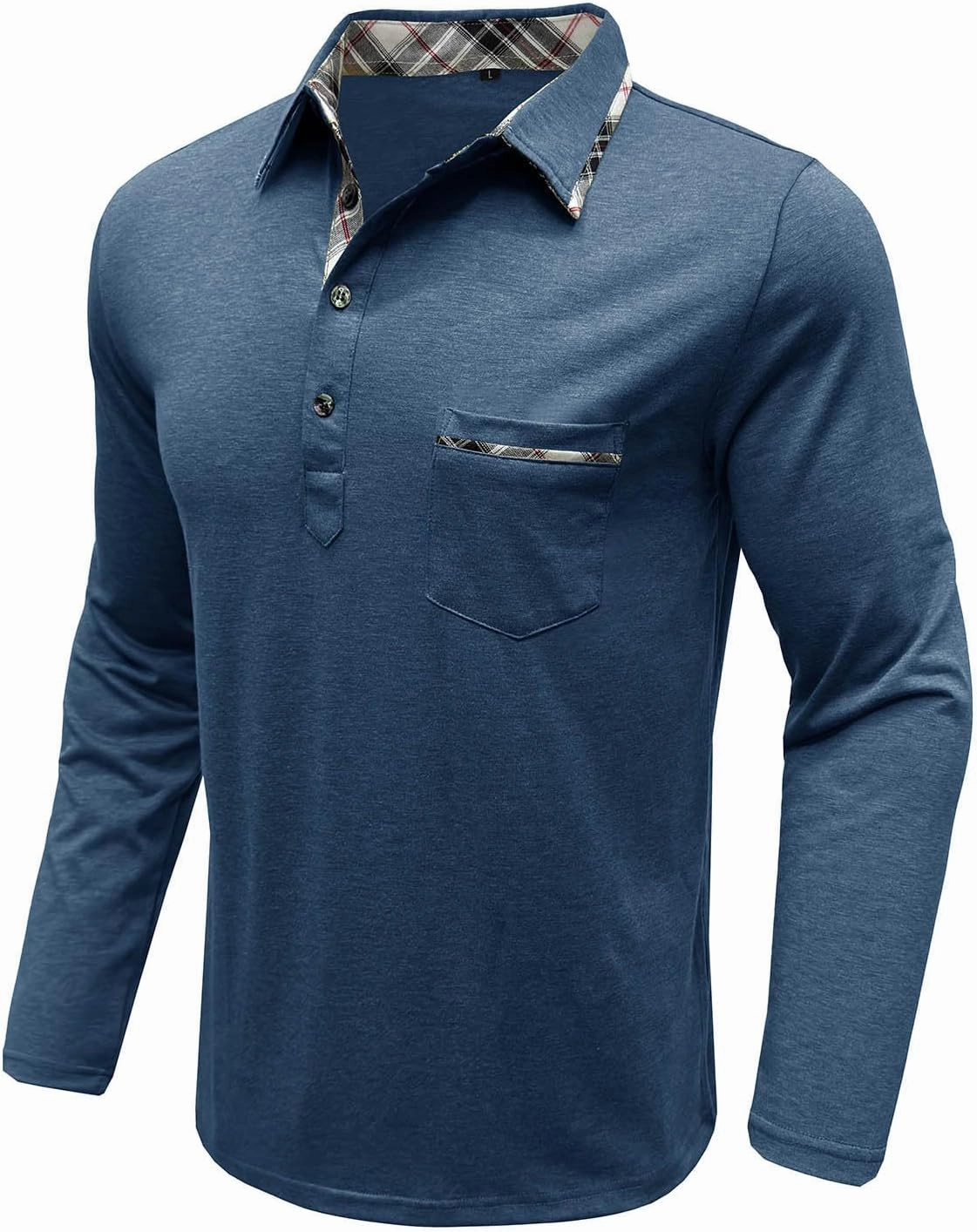Polo Shirts for Men Loose Fit Solid Lightweight Button T-Shirts Casual Stylish Long Sleeve Henley Pullover Tee Tops