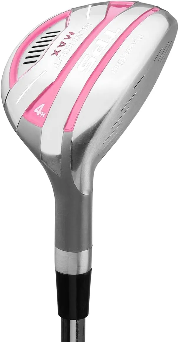 Powerbilt TPS Blackout Max Hybrid Golf Clubs, 4/5 Women's Right Handed White/Pink