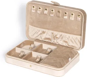 Premium Velvet Jewelry Box, Travel Jewelry Organizer with Hidden Compartments, Jewelry Storage Box, Jewelry Stand Organizer for Earrings, Necklaces, Bracelets, Rings ,Milk coffee,25.5*16.5*5.3