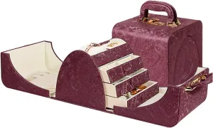 Pu Leather Mini Portable Jewelry Box, Multi-Layer Jewelry Organizer with Password Lock, Jewelry Case for Necklace/Ring/Earring/Watch Storage