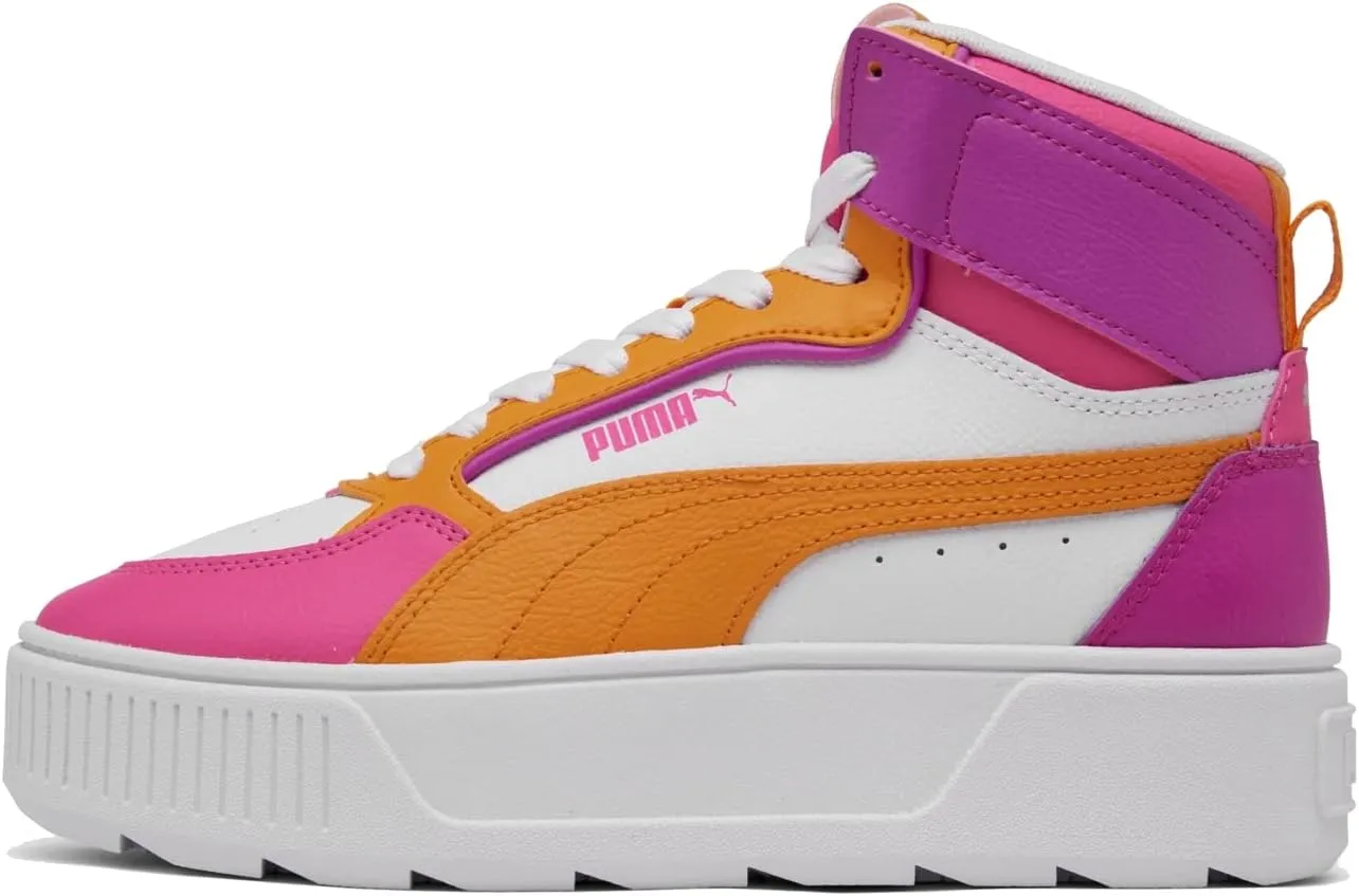 Puma Karmen Rebelle Mid Sneaker, White-Vibrant Orange-Fuchsia Purple, 6.5 US Unisex Big Kid