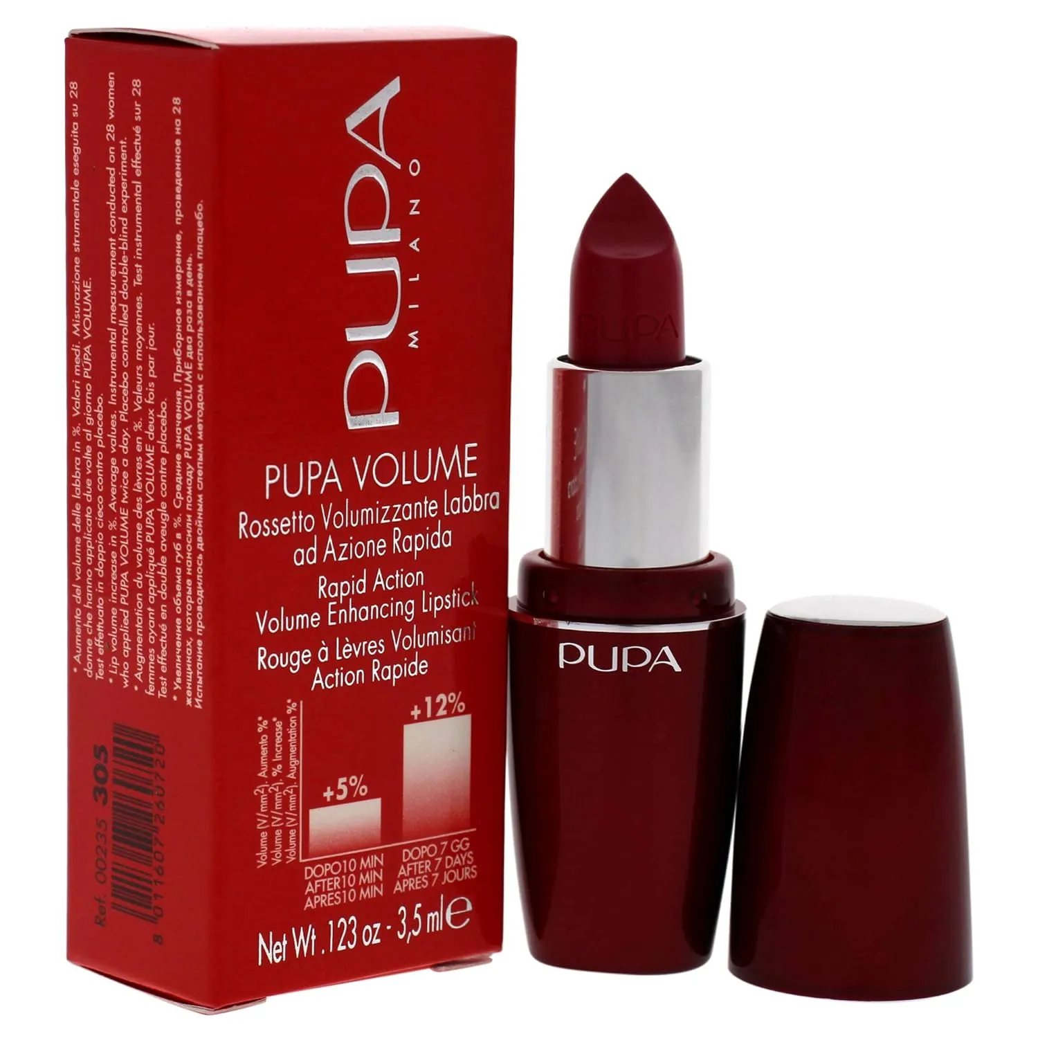 Pupa Milano Pupa Volume Rapid Action Enhacing Lipstick - 305 Pop Fuchsia for Women - 0.123 oz Lipstick