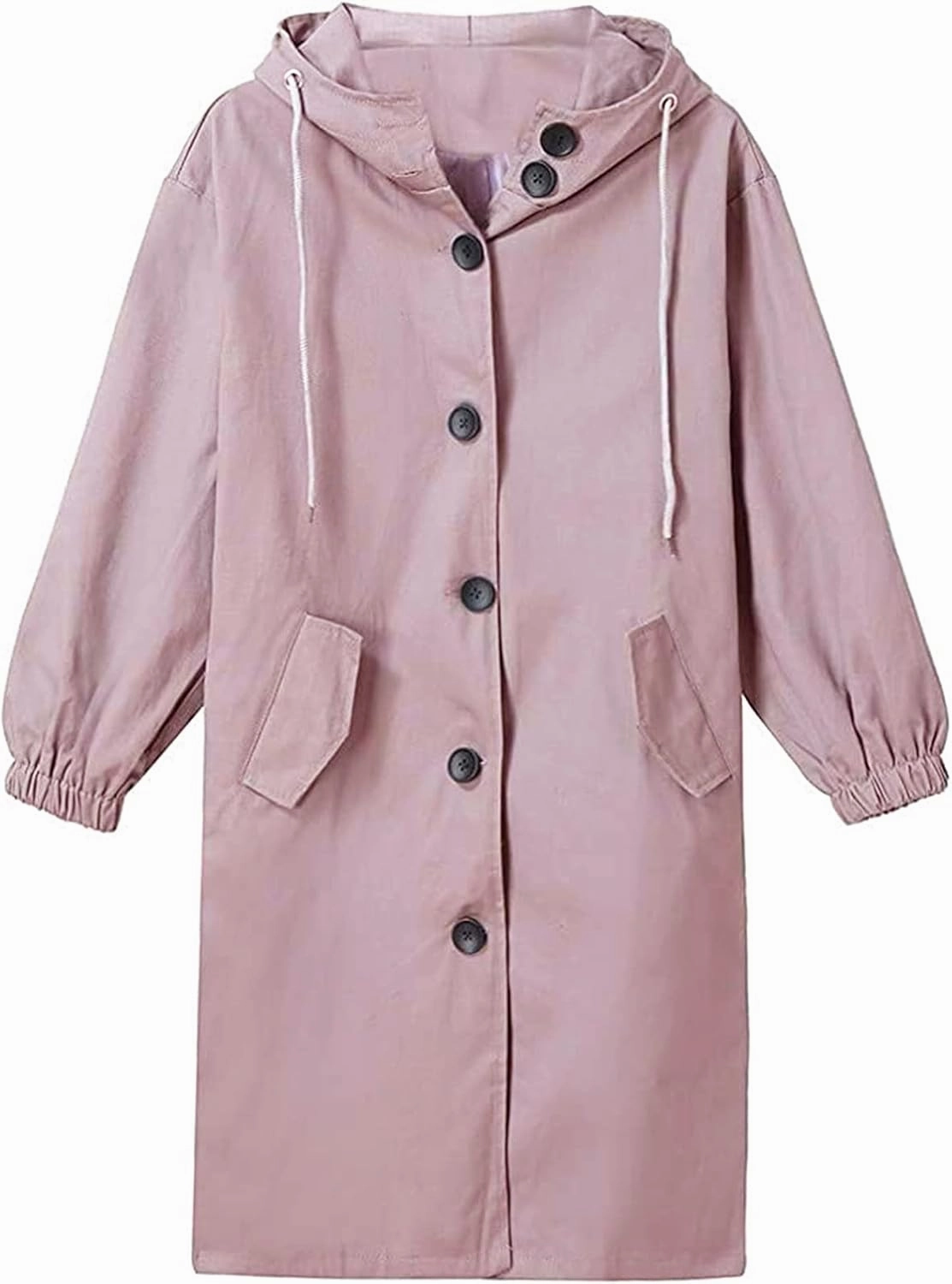 rain jackets for women waterproof Light buttons hooded Raincoat Windbreaker long sleeve Outdoor Trench Coats tops