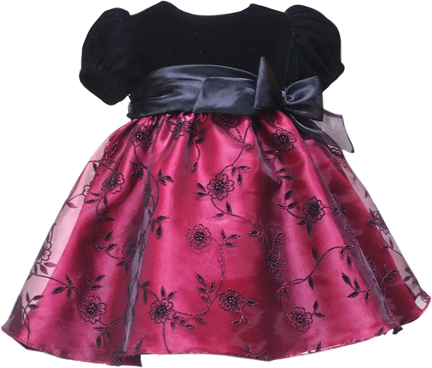 Rare Editions Toddler Girls' Velvet and Flocked Organza Dress, Christmas Holiday Special Occasion Social Party, Red, 4T