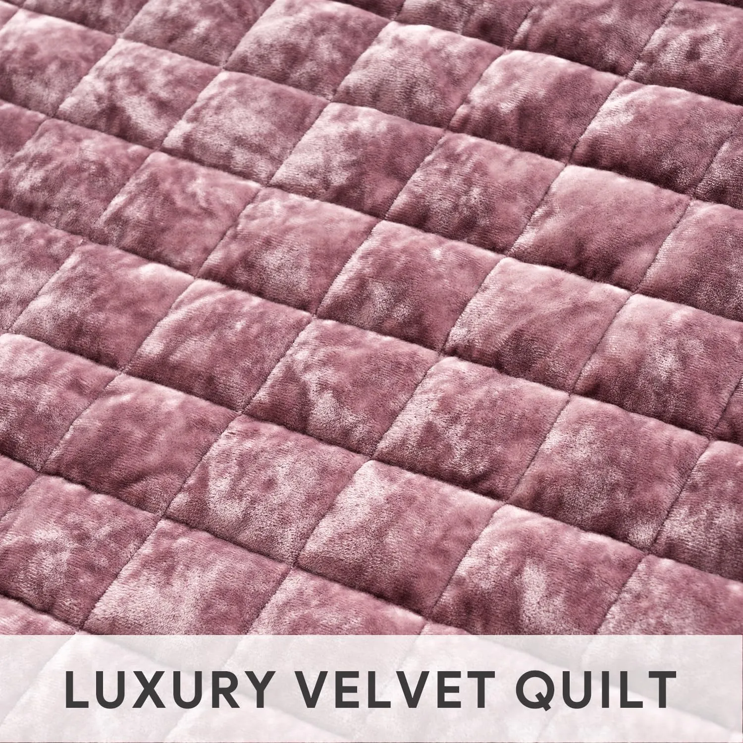 RECYCO Luxury Velvet Quilt Set King Size, Lightweight Velvet Comforter Set, Oversized Bedspread Coverlet Quilted Bedding Set, with 2 Matching Pillow Shams, for All Season, Dusty Mauve Pink