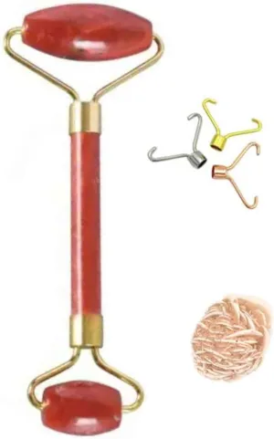 Red Jade Gua Sha SPA Jade Massage Roller Massager Eye Face Neck Facial Relaxation Slimming Tool with Rose Desert Selenite