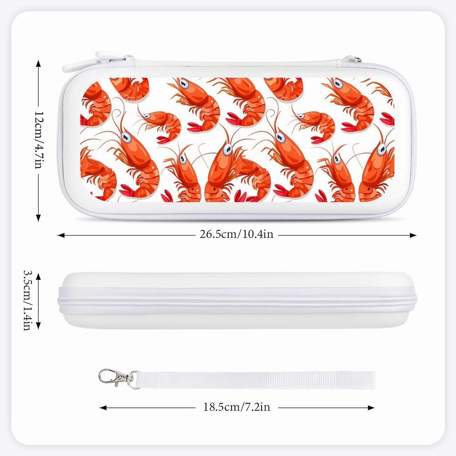 Red Crawfishes Red Lobsters EVA Carrying Case Compatible for Switch Hard Shell Cute Protective Game Bag White-style