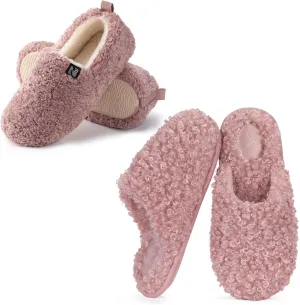 RockDove Set of 2 Pairs - Women's Size 8, Faux Shearling Closed Back Slipper (Cameo Pink) Twirl Fleece Fuzzy House Scuff Slipper (Blush Pink)