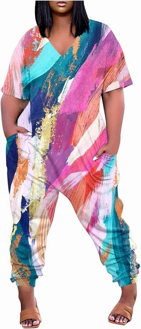 Romper, Women's Loose Solid Off Shoulder Elastic Waist Stretchy Long Romper Jumpsuit