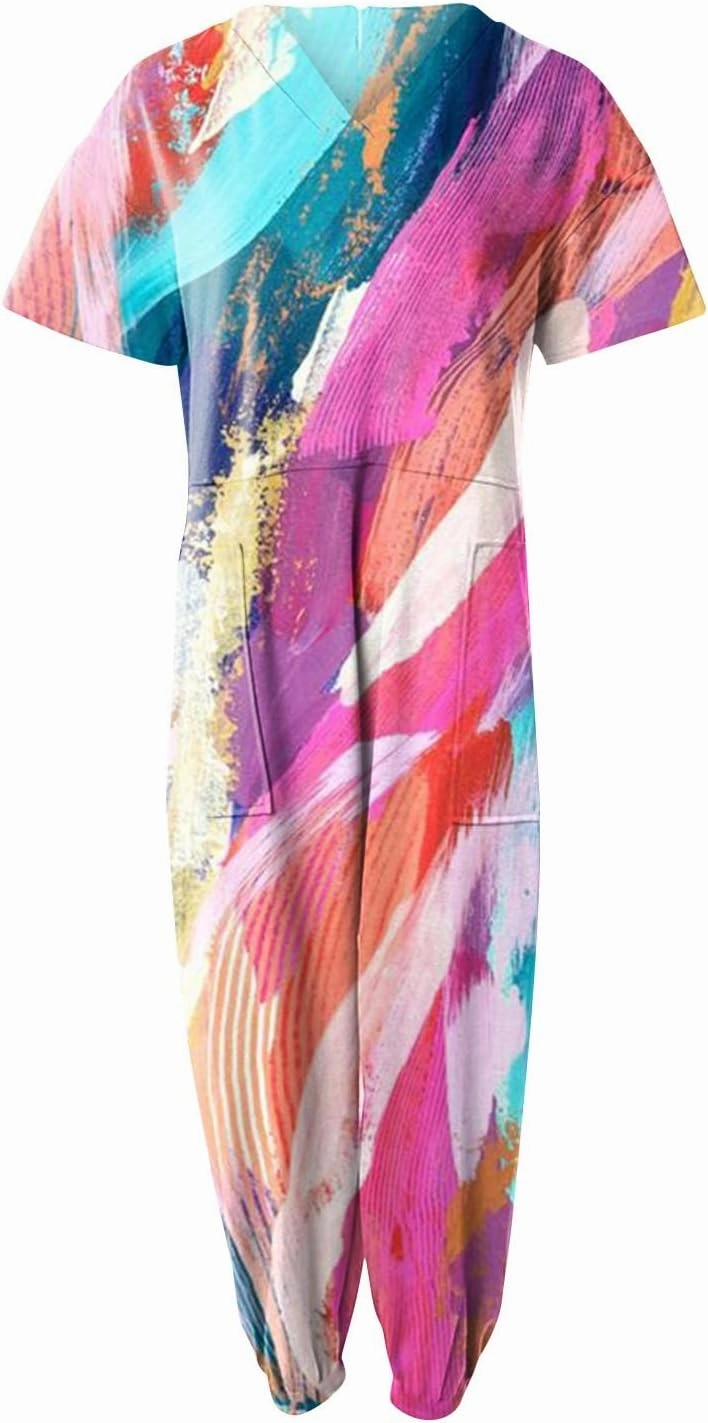 Romper, Women's Loose Solid Off Shoulder Elastic Waist Stretchy Long Romper Jumpsuit