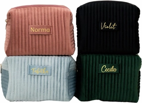 Rosehut Personalized Velvet Makeup Bag - Custom Cosmetic Pouch for Bridesmaids Gifts and Special Gifts for Her (Red, S)