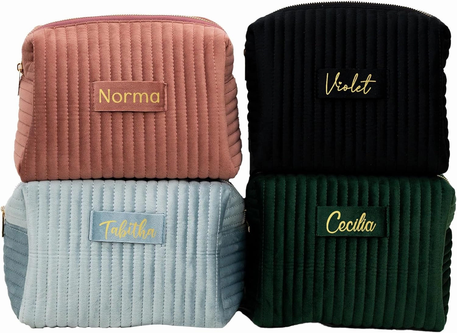 Rosehut Personalized Velvet Makeup Bag - Custom Cosmetic Pouch for Bridesmaids Gifts and Special Gifts for Her (Red, S)