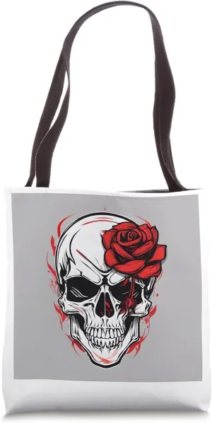 Roses & Rebellion: The Crimson Skull Tote Bag