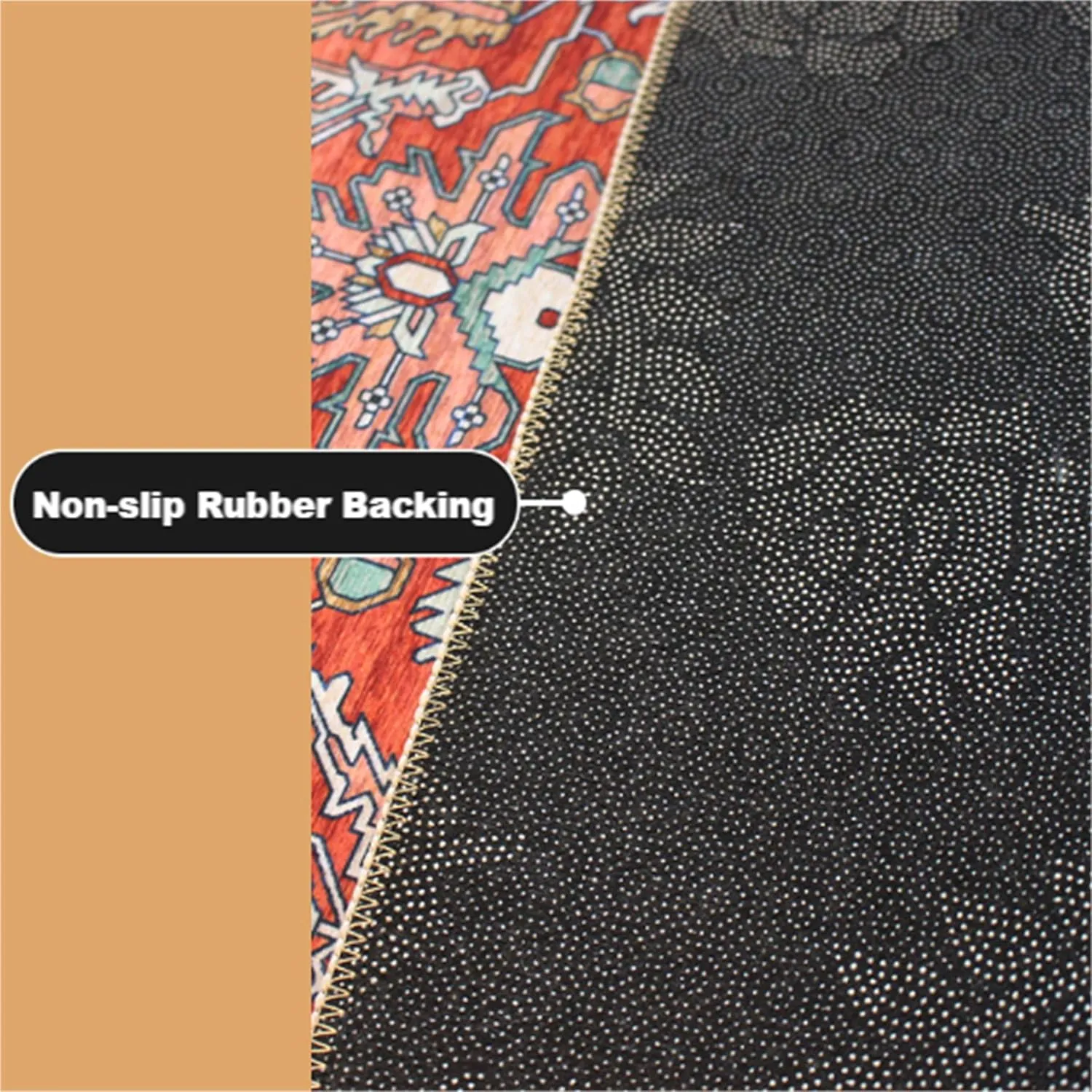 Runner Rug with Snake, 1.3x7ft, Black Wildlife Serpent Boho Floral and Geometry Print Rugs, Pink Large Area Anti-Skid Long Hallway Carpet for Bedroom Office Bathroom Laundry Classroom Nursery