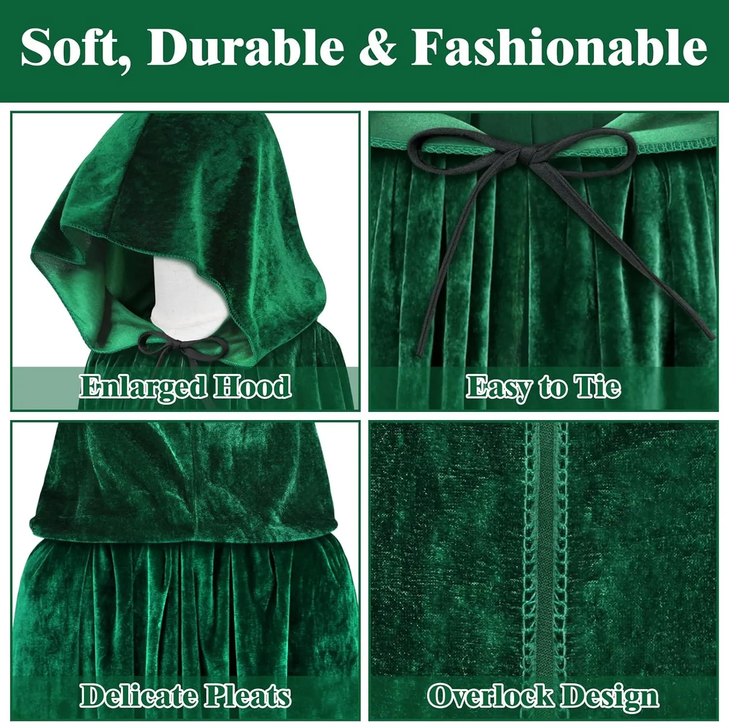 Sarfel Hooded Cloak Velvet Cape with Hood Halloween Capes Women Witch Costume Vampire Cloak Wizard Robe Men Cosplay Costume