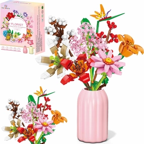 Sawaruita Flowers Bouquet Botanical Building Blocks for Adult -Botanical Collection Wildflower Bouquet with Vase -Plants Block Toy for Home&Office Decor,Gift for Valentine's Day,Mother's Day,Birthday