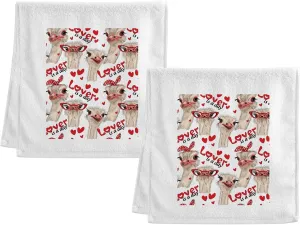 Seamless Ostriches with Red Glasses Hairpins Lover is a Day Letterings 2PCs Soft 100% Pure Cotton Face Wash Towel, Kitchen Dish Towels Washcloth, Absorbent Gym Hand Towel Gym Hand Towel 16x30 in