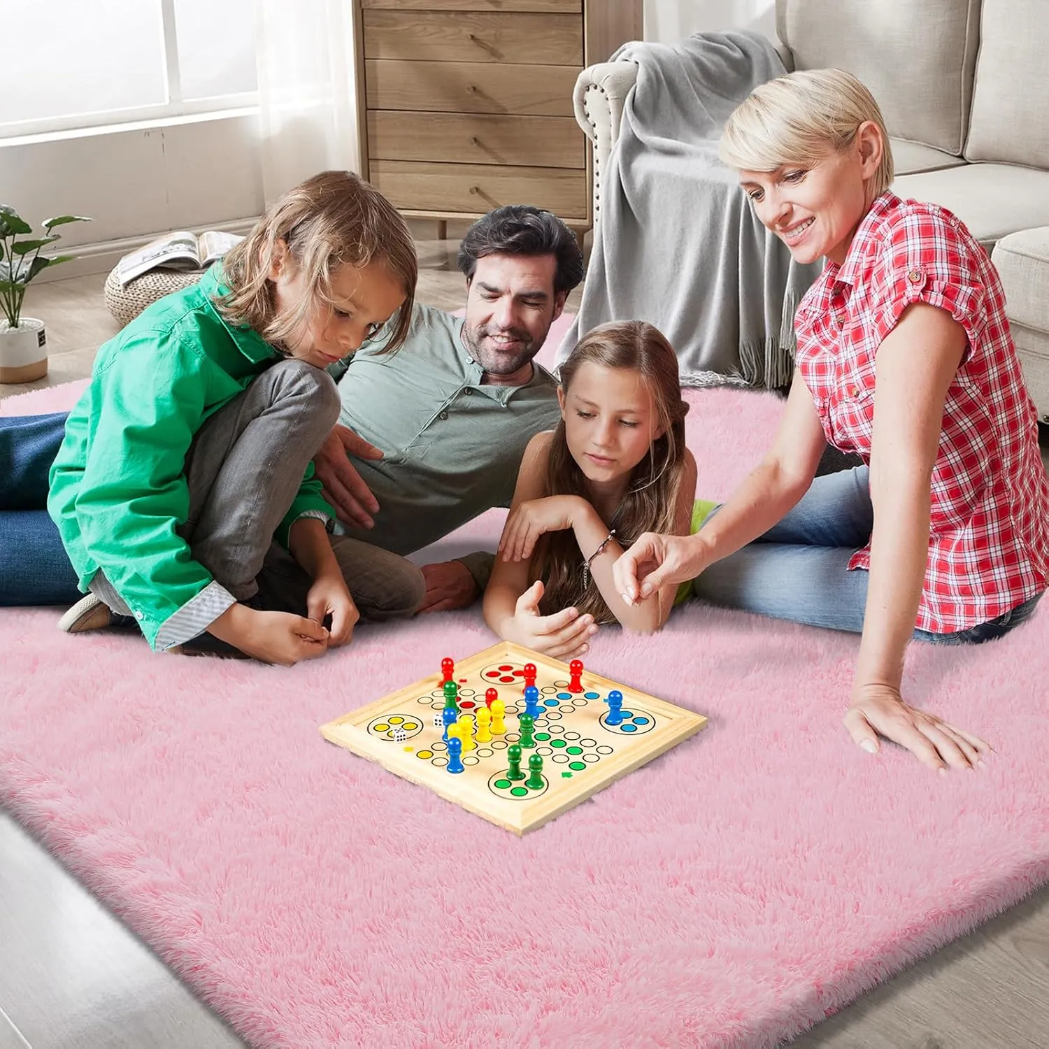 Shag Area Rugs for Bedroom Living Room,4X6 Ultra Soft Fluffy Area Rugs for Dorm, Indoor Carpet Nursery Rugs for Kids Girls Room Home Decor,Pink
