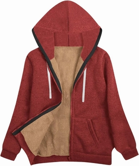 Sherpa Lined Jacket Women 2024 Fall Winter Fleece Warm Zip up Hoodie Casual Long Sleeve Hooded Jackets Coat Cardigan