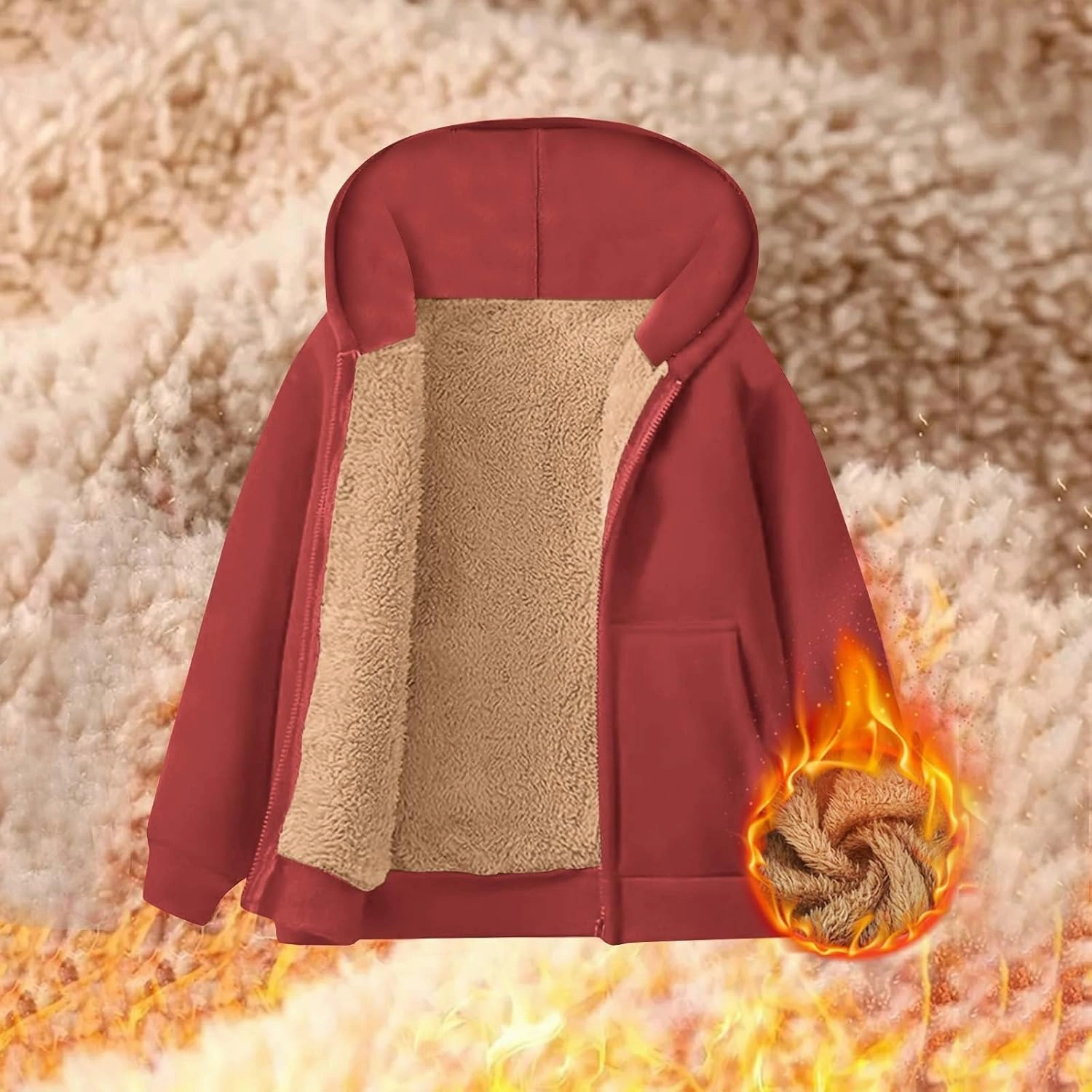 Sherpa Lined Jacket Women 2024 Fall Winter Fleece Warm Zip up Hoodie Casual Long Sleeve Hooded Jackets Coat Cardigan