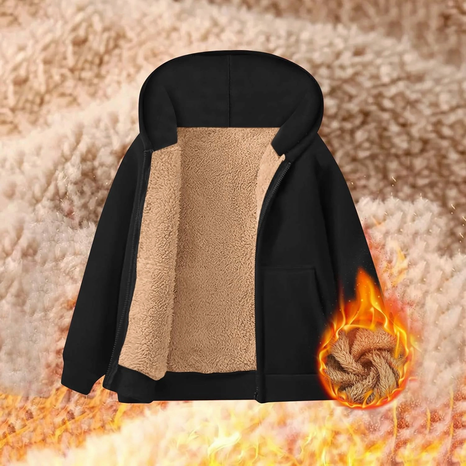 Sherpa Lined Jacket Women 2024 Fall Winter Fleece Warm Zip up Hoodie Casual Long Sleeve Hooded Jackets Coat Cardigan