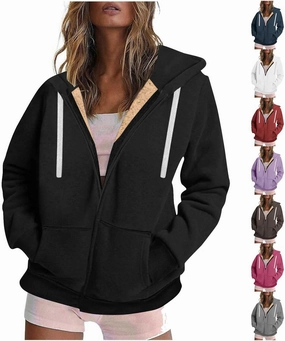 Sherpa Lined Jacket Women 2024 Fall Winter Fleece Warm Zip up Hoodie Casual Long Sleeve Hooded Jackets Coat Cardigan