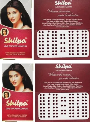 Shilpa Vive Sticker Kumkum Bindi Deep Red 9 (PACK OF 2)..HUMARABAZAR...