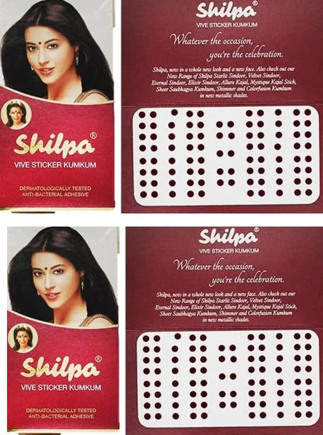 Shilpa Vive Sticker Kumkum Bindi Deep Red 9 (PACK OF 2)..HUMARABAZAR...
