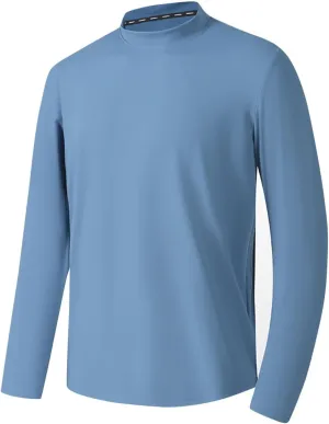 Shirts for Men Fashion Long Sleeve Mock Neck Solid Casual T-Shirt Regular-Fit Athletic Gym Workout Tee Top Pullover