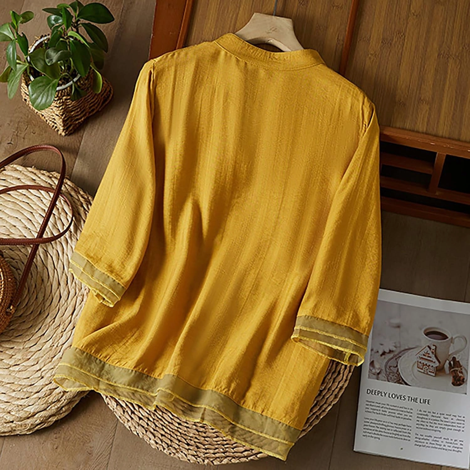 Shirts for Women 2025 Summer Trendy V Neck Roll up Sleeve Tops Boho Button Down Blouses Beach Swimsuit Coverup