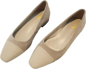 SHODENSE Women Cap Toe Flats Suede Slip On Square Closed Toe Ballet Flats Two-Toned Flat Heel Dress Shoes Ladies Girls Office Work Flat Shoes Daily Causal Fall Club Driver Flats Comfort 4-11 M US