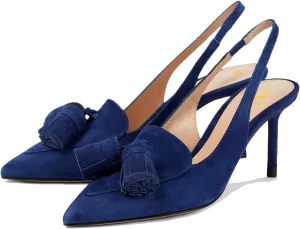 SHODENSE Women Kitten Heel Slingback Pumps Pointed Toe Suede Elastic Ankle Strap Sandals Fringe Closed Pointy Toe High Heels Stiletto Pumps Tassel Backless Dress Shoes Office Ladies Elegant 4-11 M US