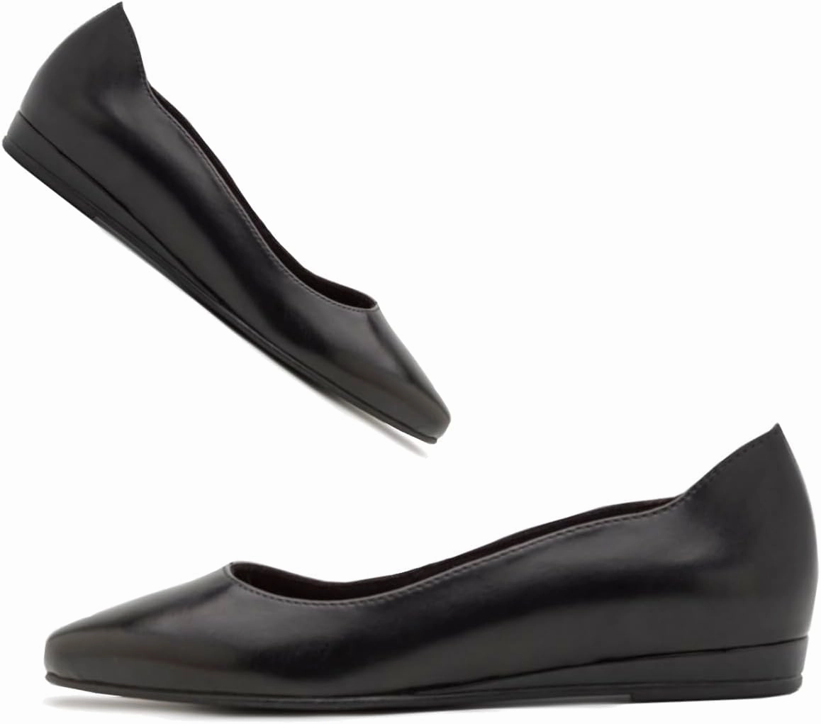 SHODENSE Women Pointed Toe Flats Shoes Suede Slip On Ballet Flats Comfortable Low Wedge Heel Office Work Shoes Ladies Girls Classic Basic Daily Flat Shoes Club Church Driving Flats Spring 4-11 M US