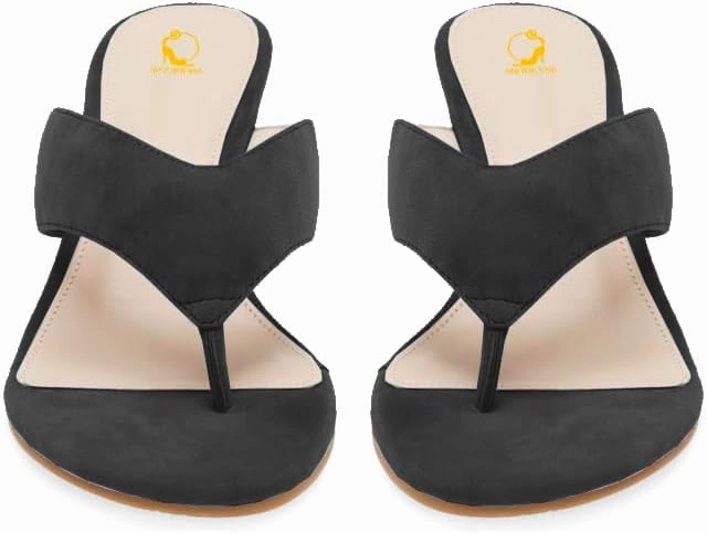 SHODENSE Women Wedge Heel Flip Flop Mules Open Peep Toe Suede Thong Sandals Mid Chunky Heels Flip-Flops Comfy Square Round Toe Slide Slippers Backless Slip On Summer Shoes Daily Party Office 4-11 M US