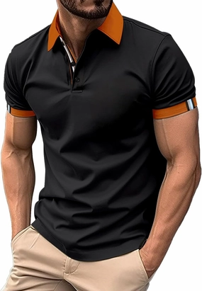 Short Sleeve Classic Polo Shirts for Men 3 Button V-Neck Golf Shirt Solid Color Athletic Business Work Gym Basic Tees