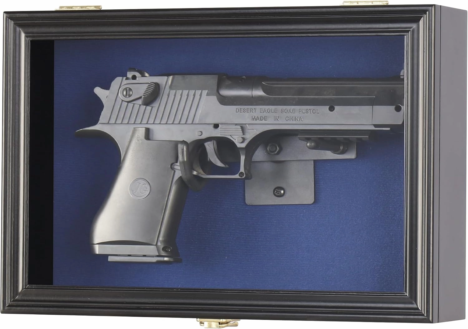 Single Handgun Pistol Revolver Gun Display Case Wall Mount Lockable Blue Felt Wood Cabinet Acrylic Door Gun Shadow Box Stand Rack Holder