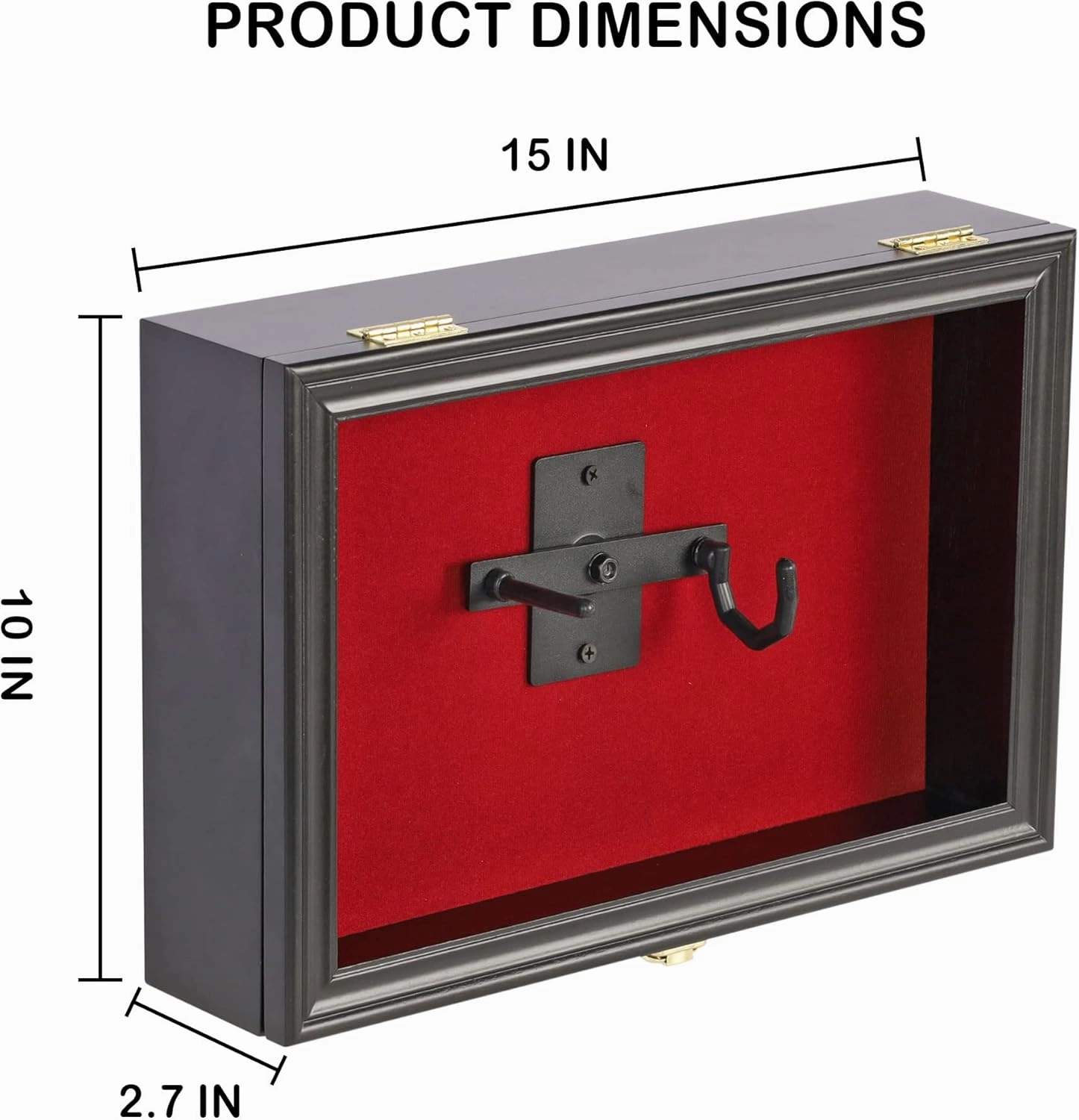 Single Handgun Pistol Revolver Gun Display Case Wall Mount Lockable Red Felt Wood Cabinet w/ 98% UV Protection Acrylic Door Gun Shadow Box Stand Rack Holder
