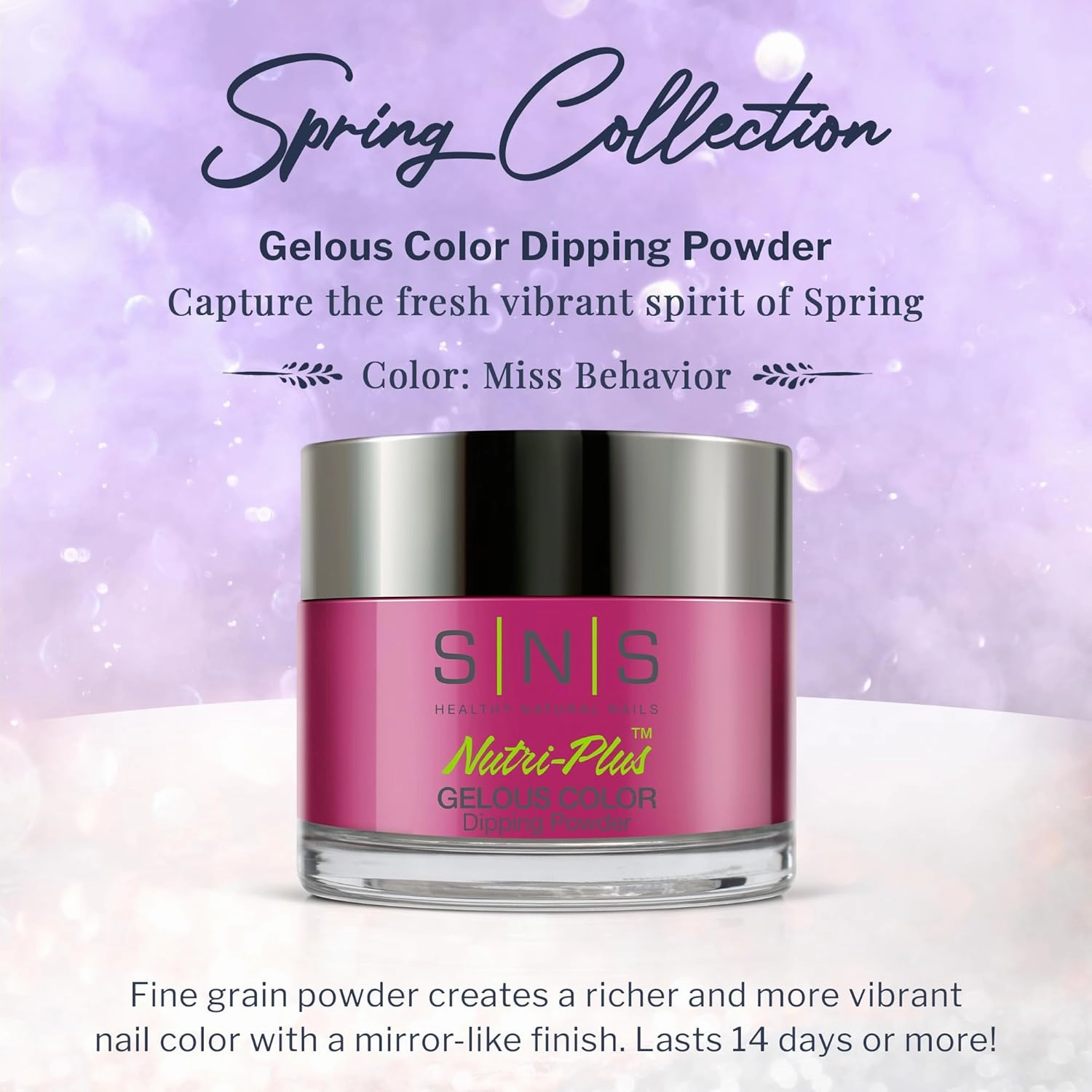 SNS Nail Dip Powder, Gelous Color Dipping Powder - Miss Behavior (Pink/Fuchsia, Cream) - Long-Lasting Dip Nail Color Lasts 14 Days - Low-Odor & No UV Lamp Required - 1 OZ