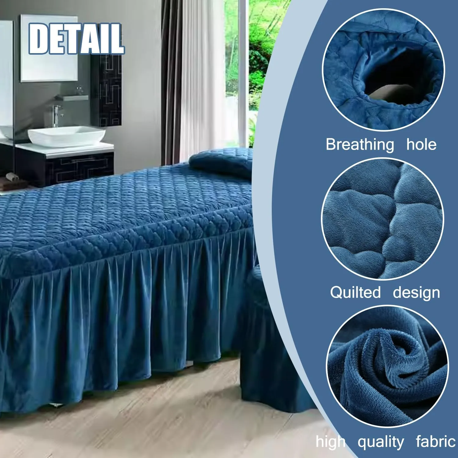 Solid Massage Bed Skirt Massage Bed Cover with Breath Hole Soft Crystal Velvet Spa Bed Cover with Skirt Massage Table Bed Sheet with Skirt Round Square Head Washable,B/Black,60 * 180cm(R)