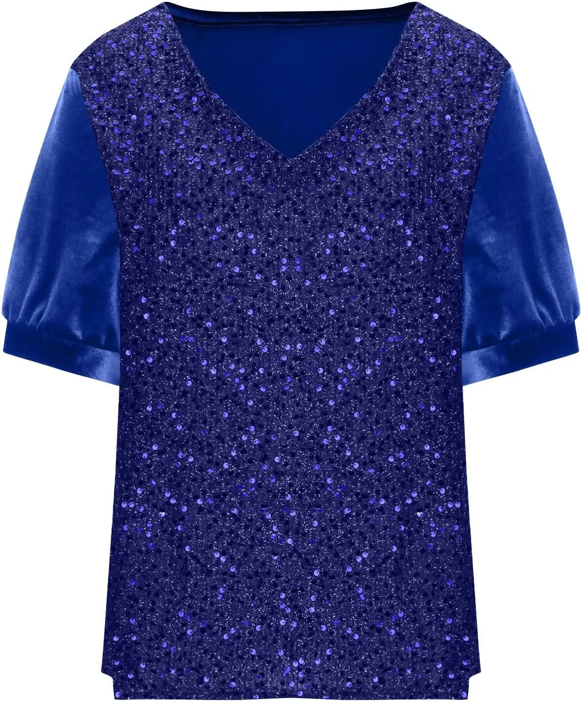 Sparkly Tops for Women Fashion Sequin Half Sleeve Shirts Casual Soft Crewneck Velvet Sparkly Shimmer Party Blouses