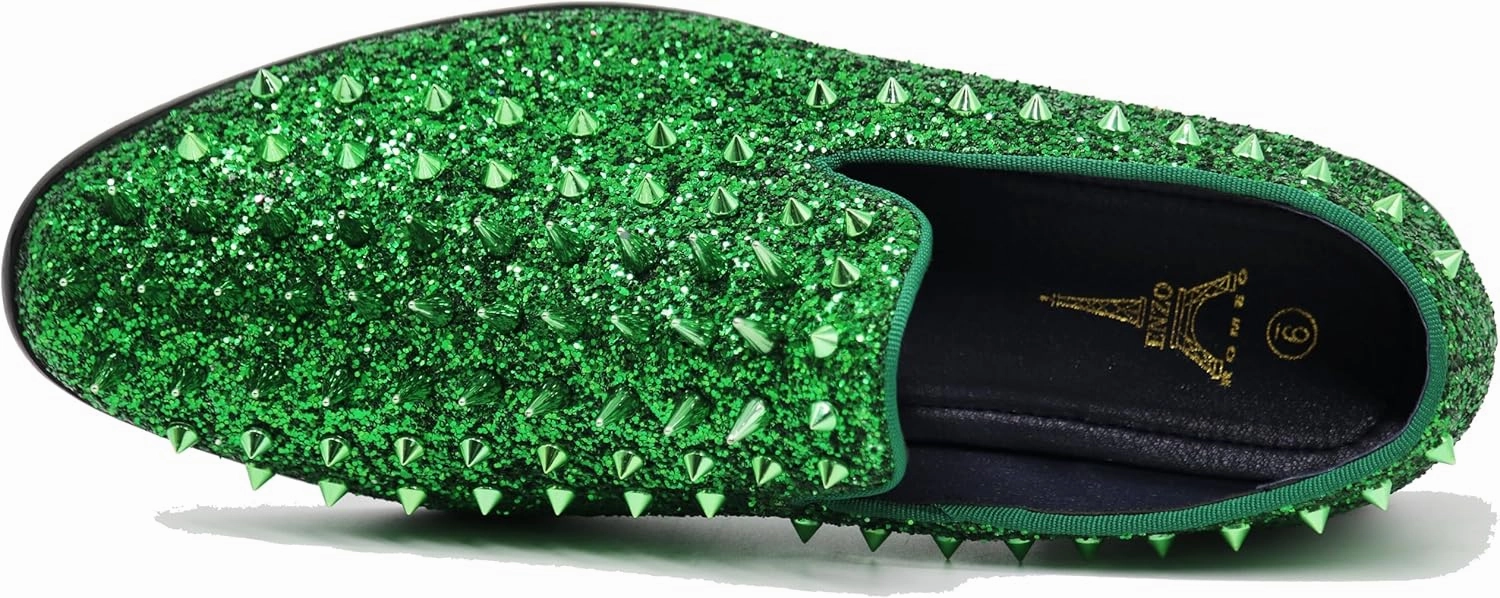 SPK09 Men's Vintage Spike Dress Loafers Slip On Fashion Shoes Classic Tuxedo Dress Shoes