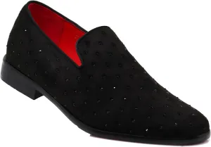 SPK26 Men's Vintage Velvet Rhinestone Designer Dress Loafers Slip On Shoes Classic Tuxedo Dress Shoes